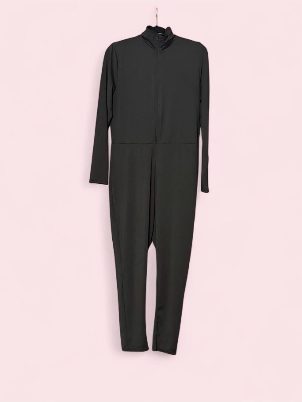 Jumpsuit spandex cat suit Long-Sleeve Black Jumpsuit High Neck mock neck large